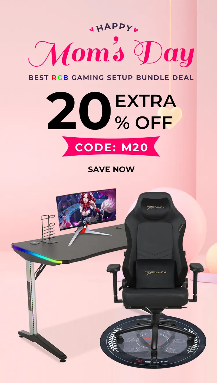 EwinRacing Champion Series Fabric Upgraded RevolutionaryGaming Chair and RGB Gaming Desk with Wireless Charger Bundle Setup